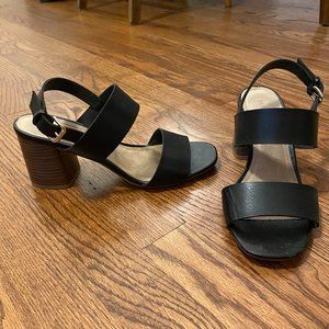 Black Wide Strap Block Heel Slingback size 7 by Old Navy